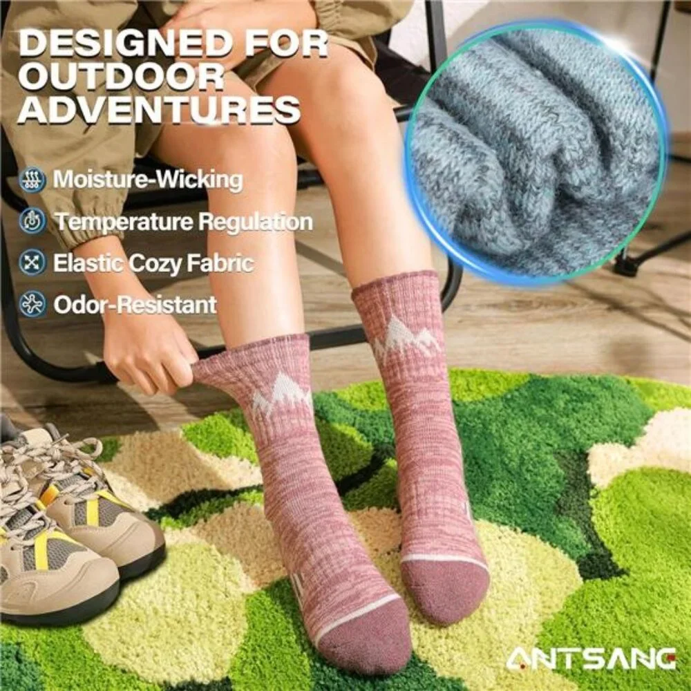 6 Pairs Kids Merino Wool Hiking Athletic Thermal Warm Winter Socks